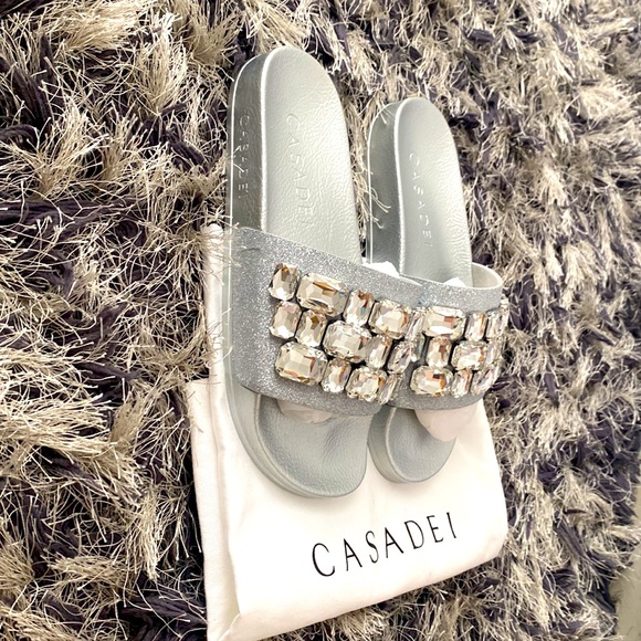 Casadei Crystal-Embellished Pool Slides Size 38IT or 8US - Picture 3 of 13